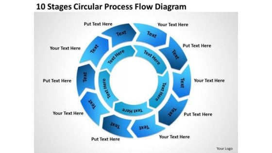 10 Stages Circular Process Flow Diagram Ppt Courier Business Plan PowerPoint Slides