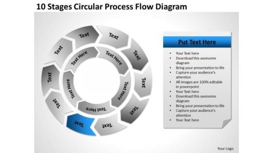 10 Stages Circular Process Flow Diagram Sample Business Plan PowerPoint Slides