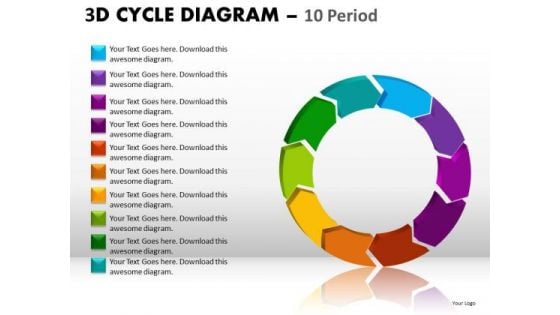 10 Stages Editable Text Cycle Diagram PowerPoint Slides