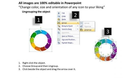 10 Stages Editable Text Cycle Diagram PowerPoint Slides
