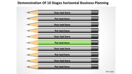 10 Stages Horizontal Business Planning Ppt PowerPoint Template