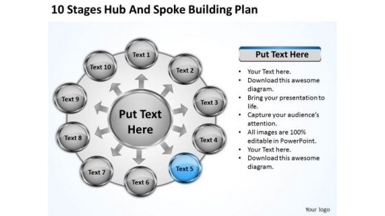 10 Stages Hub And Spoke Building Plan Business Download PowerPoint Slides