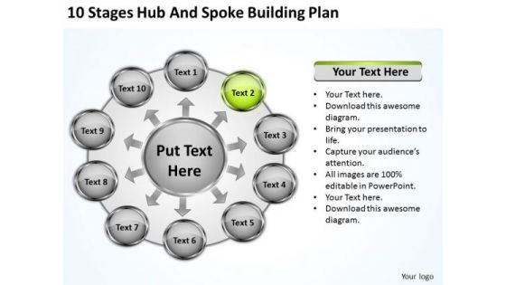 10 Stages Hub And Spoke Building Plan Business Programs PowerPoint Templates