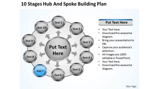 10 Stages Hub And Spoke Building Plan How To Present Business PowerPoint Slides