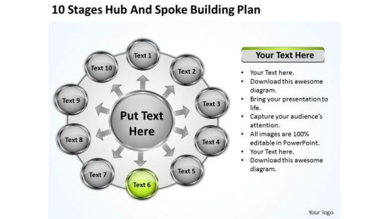 10 Stages Hub And Spoke Building Plan Outline For Business PowerPoint Slides