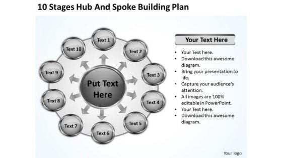 10 Stages Hub And Spoke Building Plan Ppt Buy Business Plans PowerPoint Templates