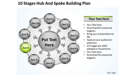10 Stages Hub And Spoke Building Plan Ppt Magazine Business PowerPoint Templates