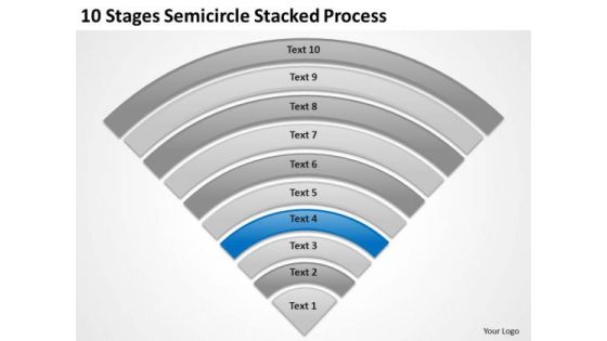 10 Stages Semicircle Stacked Process Business Plans For Dummies PowerPoint Slides