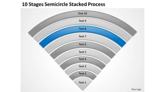 10 Stages Semicircle Stacked Process How To Type Business Plan PowerPoint Templates