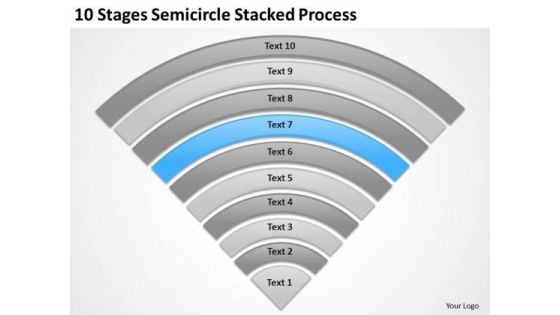 10 Stages Semicircle Stacked Process Ppt Business Plan PowerPoint Slide