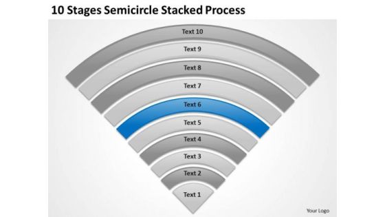 10 Stages Semicircle Stacked Process Ppt Business Plan PowerPoint Template