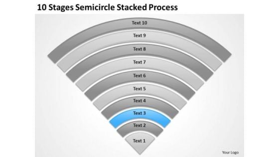 10 Stages Semicircle Stacked Process Ppt Business Plan PowerPoint Templates