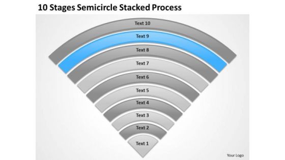 10 Stages Semicircle Stacked Process Ppt Business Plan Writer PowerPoint Templates