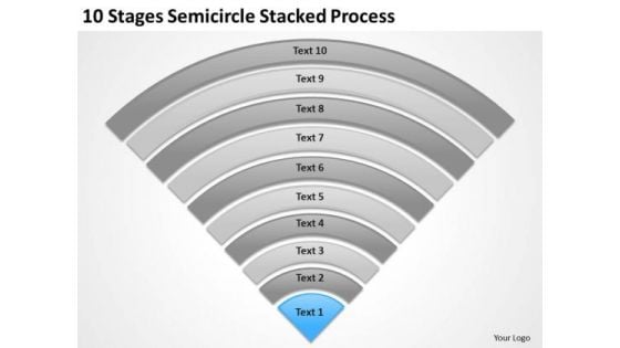10 Stages Semicircle Stacked Process Ppt Business Plans PowerPoint Slides