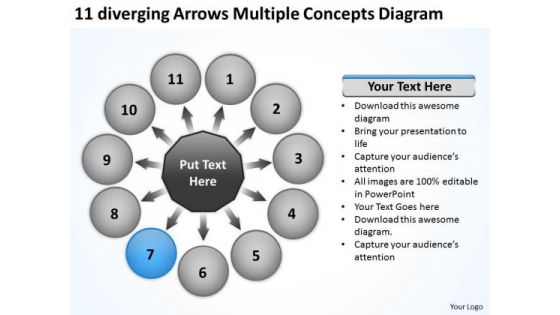 11 Diverging Arrows Multilple Concepts Diagram Gear PowerPoint Templates