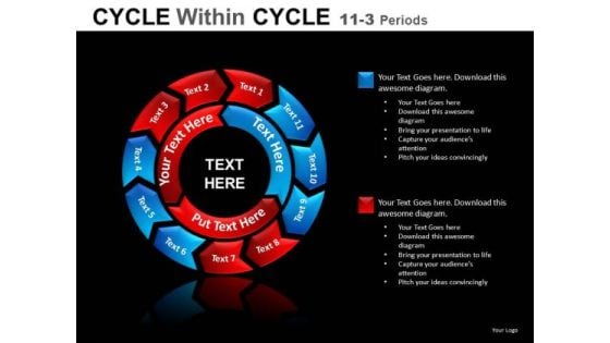 11 Stages Cycle Process Diagram PowerPoint Slides