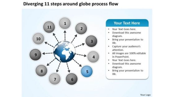 11 Steps Around Globe Process Flow Circular Motion Diagram PowerPoint Templates