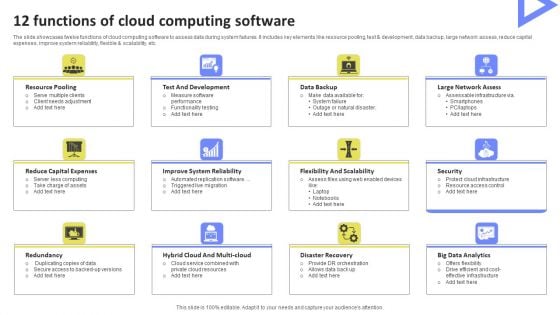 12 Functions Of Cloud Computing Software Pictures PDF