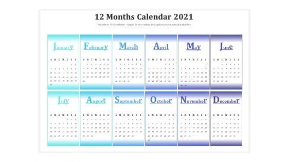12 Months Calendar 2021 Ppt PowerPoint Presentation Model Good PDF