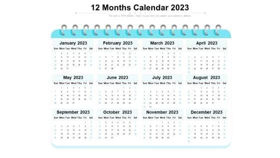 12 Months Calendar 2023 Ppt PowerPoint Presentation File Background Designs PDF