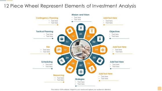 12 Piece Wheel Represent Elements Of Investment Analysis Ppt Infographics Sample PDF