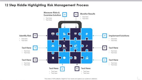12 Step Riddle Highlighting Risk Management Process Infographics PDF