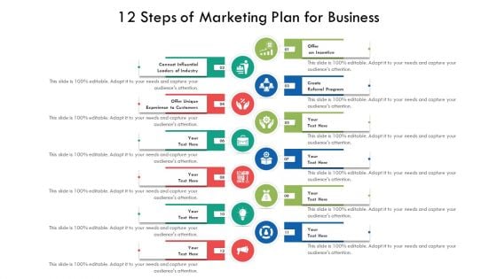 12 Steps Of Marketing Plan For Business Ppt PowerPoint Presentation File Layouts PDF