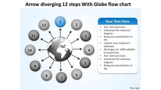 12 Steps With Globe Flow Chart Ppt Relative Circular Arrow Network PowerPoint Templates