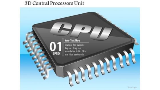 1 3d Central Processors Unit Cpu Gpu Chip Microprocessor Icon On Motherboard Ppt Slides