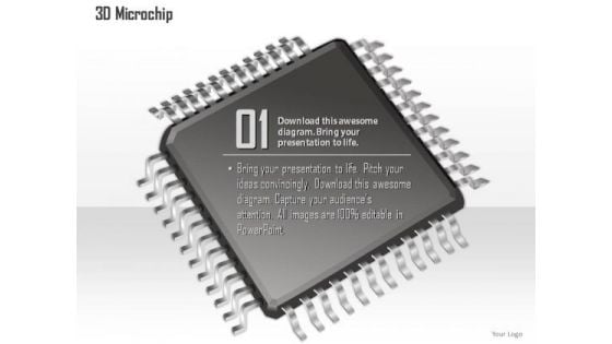 1 3d Image Of A Microchip Microprocessor With Connections Coming Out Cpu Gpu Ppt Slides