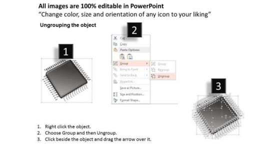 1 3d Image Of A Microchip Microprocessor With Connections Coming Out Cpu Gpu Ppt Slides