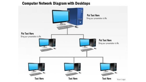 1 Computer Network Diagram With Desktops Connected Using Ethernet Ppt Slides