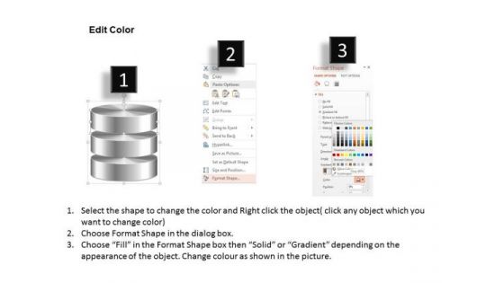 1 Database Symbol Icon Shown By Silver Cylinders To Represent Persistent Storage Ppt Slides