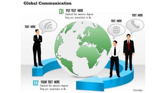 1 Global Communication With Globe In The Middle And Customers With Mobile Devices Ppt Slides