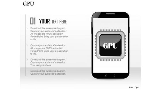 1 Graphic Processing Unit Gpu Icon In Mobile Phone Ppt Slides