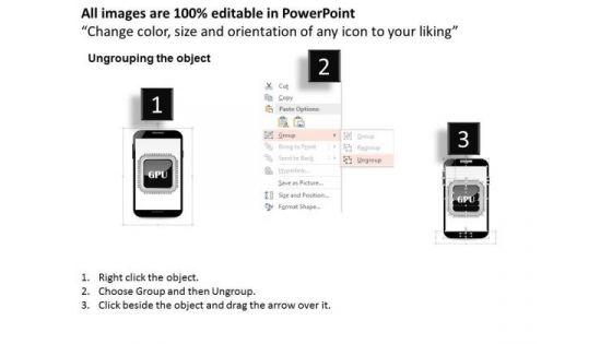 1 Graphic Processing Unit Gpu Icon In Mobile Phone Ppt Slides