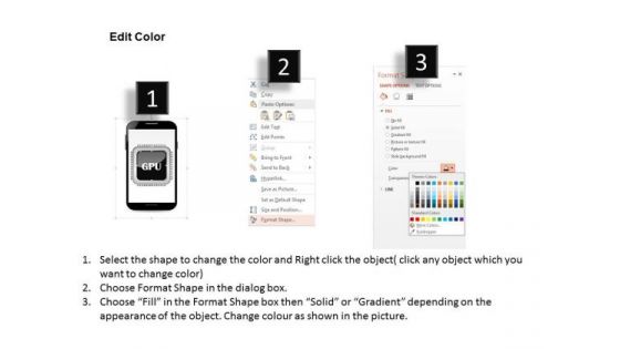 1 Graphic Processing Unit Gpu Icon In Mobile Phone Ppt Slides