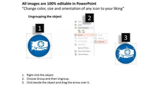 1 Hardware Computer Icons Showing Power Supply Fan Cpu Pcb Memory Chip Pcie Card Ppt Slide