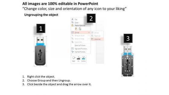 1 Icon Of A Usb Device With Data Storage Ppt Slides