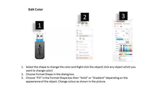 1 Icon Of A Usb Device With Data Storage Ppt Slides