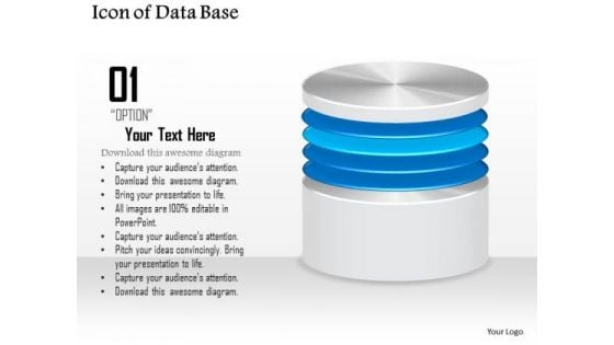 1 Icon Of Database Or Disk Storage For A Network File System Or Storage Area Network Ppt Slides