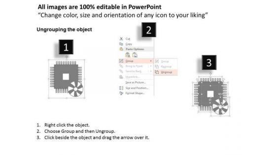 1 Icons Of Cpu Microprocessor Chip Design With Electronic Components Motherboard Gpu Ppt Slides