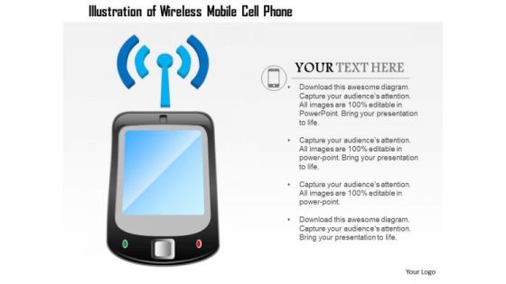 1 Illustration Of A Wirless Mobile Cell Phone Antenna With Signals Ppt Slide