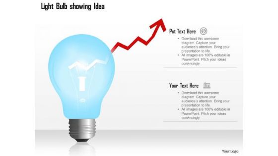 1 Light Bulb Showing Idea With Arrow Going Upwards Growth Concept Ppt Slide