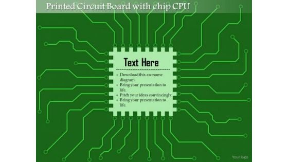 1 Printed Circuit Board Pcb With Chip Cpu Microprocessor With Connections For Eda Ppt Slides