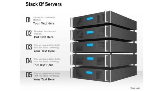 1 Stack Of Servers With Lcd Screen To Show Applications Running Inside Ppt Slides