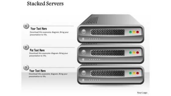 1 Stacked Servers With Red Green And Red Button To Show Any Concept Ppt Slides