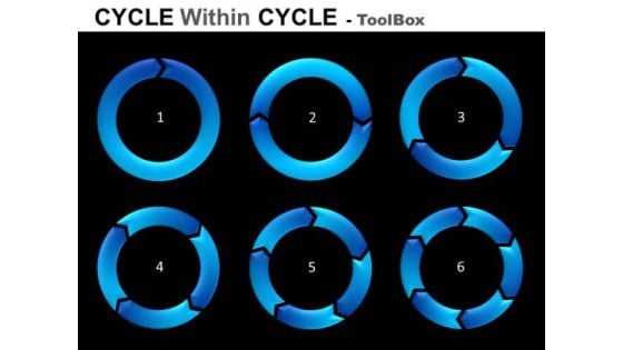 1 To 6 Stages Cycle Diagrams Toolbox PowerPoint Slides