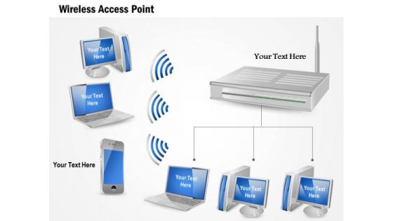 1 Wireles Access Point Communication With Mobile Laptop Desktop Computers Ppt Slide