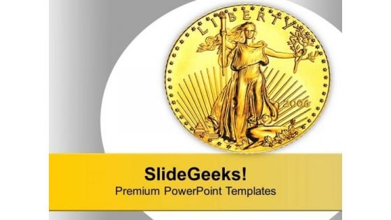 2006 Gold Coin With Liberty Statue PowerPoint Templates Ppt Backgrounds For Slides 1212
